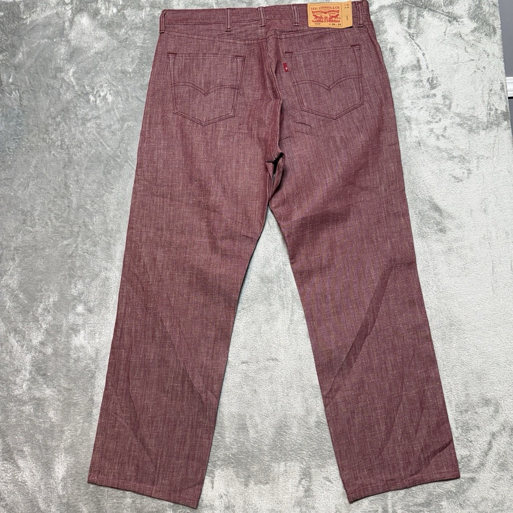 Levi's 501 Men Jeans 38x34 Burgundy Denim White Oak Cone 33" Inseam